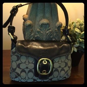 Coach Signature Black and Tan Small Purse